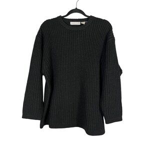 Sportswear Sweater Women L Black Knit Wool Neutral Preppy Minimalist Classic 80s